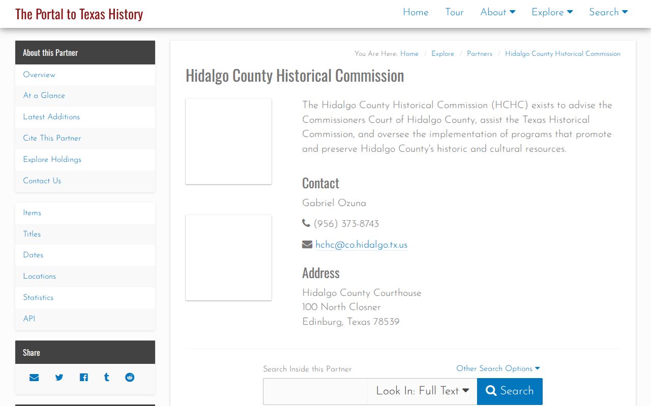 Hidalgo County city directory research through Historical Commission Portal holdings