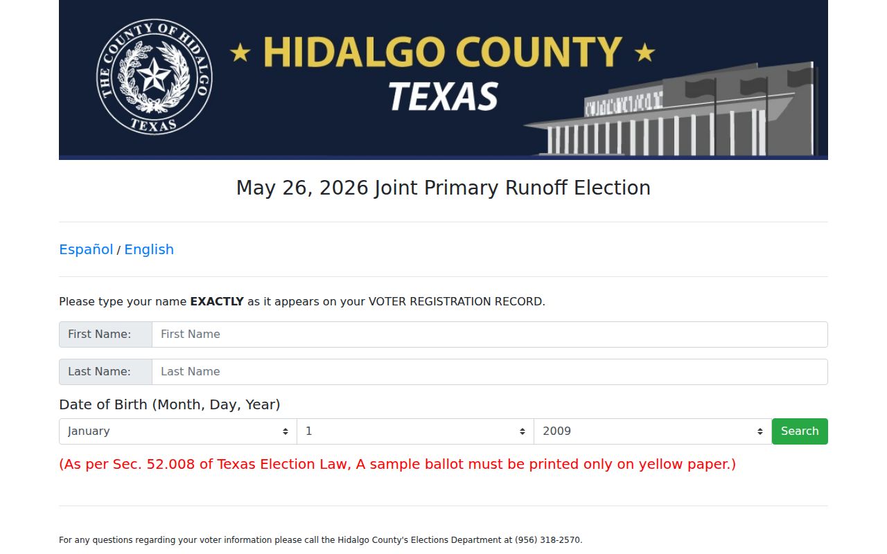 Hidalgo County resident lookup sample ballot voter search