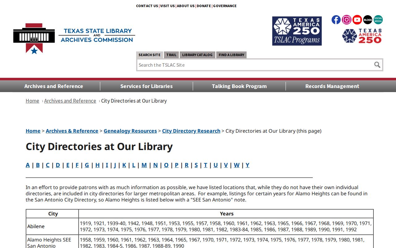 Hidalgo County city directory holdings at the Texas State Library
